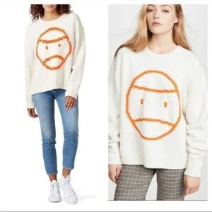 Tory Burch Sport / chunky Little Grumps pixel tennis wool Sweater Large *flawed*